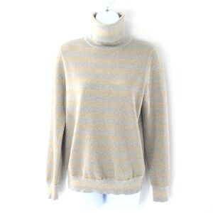 J Crew Womens Sweater Silver Gold Metallic Stripe Turtleneck K5302 Sparkle Sz S